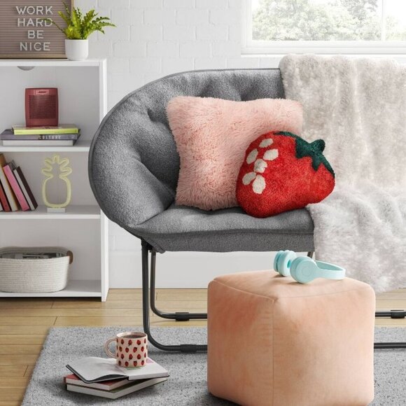Target Room Essentials Strawberry Tufted Woven Heart Shaped Throw Pillow - Picture 2 of 11
